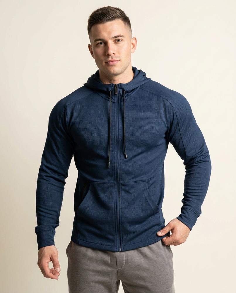 Lands Fashion - Demur | Zip-Up Textured Hoodie Men