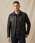 Lands Fashion - Mowan | Slim Fit Button-Front Leather Jacket Men