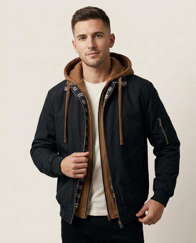 Lands Fashion - Eohik | Hooded Layered Jacket Men
