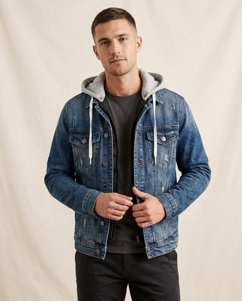 Lands Fashion - Rukud | Hooded Washed Denim Jacket Men