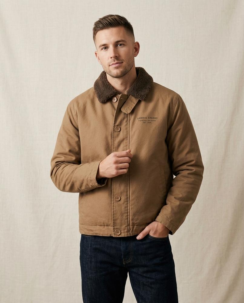 Lands Fashion - Eahor | Sherpa Collar Button-Up Jacket Men