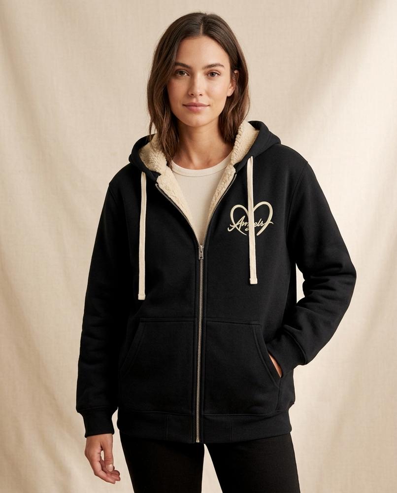 Lands Fashion - Eodas | Sherpa-Lined Zip-Up Hoodie Women