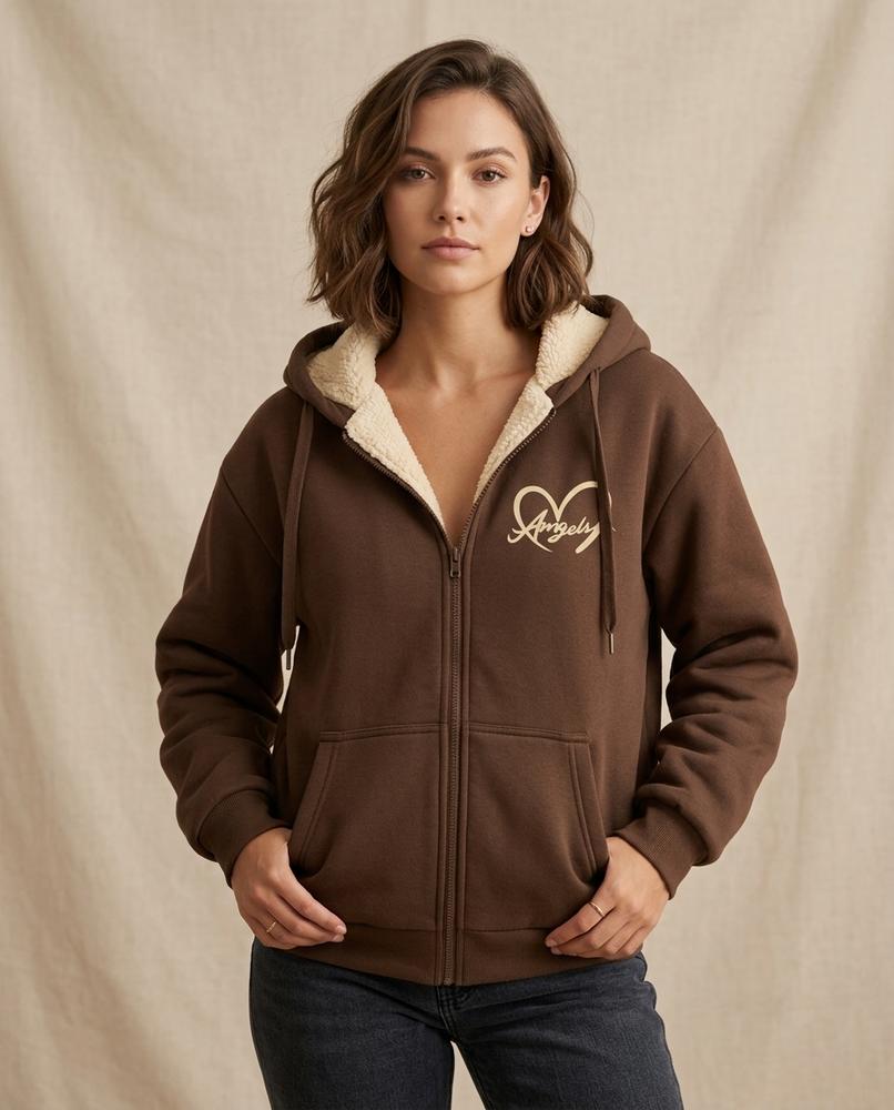 Lands Fashion - Eodas | Sherpa-Lined Zip-Up Hoodie Women
