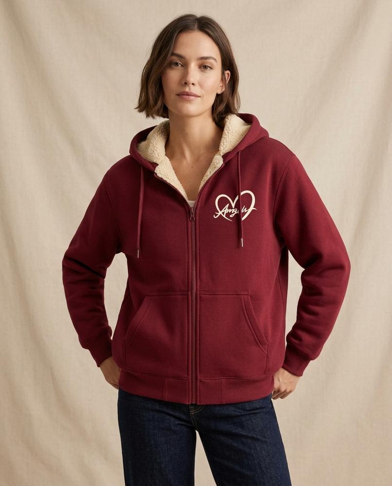 Lands Fashion - Eodas | Sherpa-Lined Zip-Up Hoodie Women