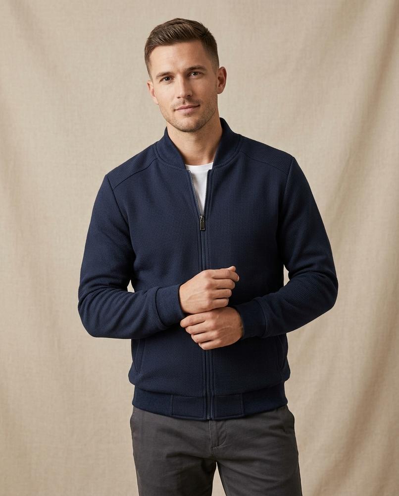 Lands Fashion - Yovet | Textured Zip-Up Jacket Men