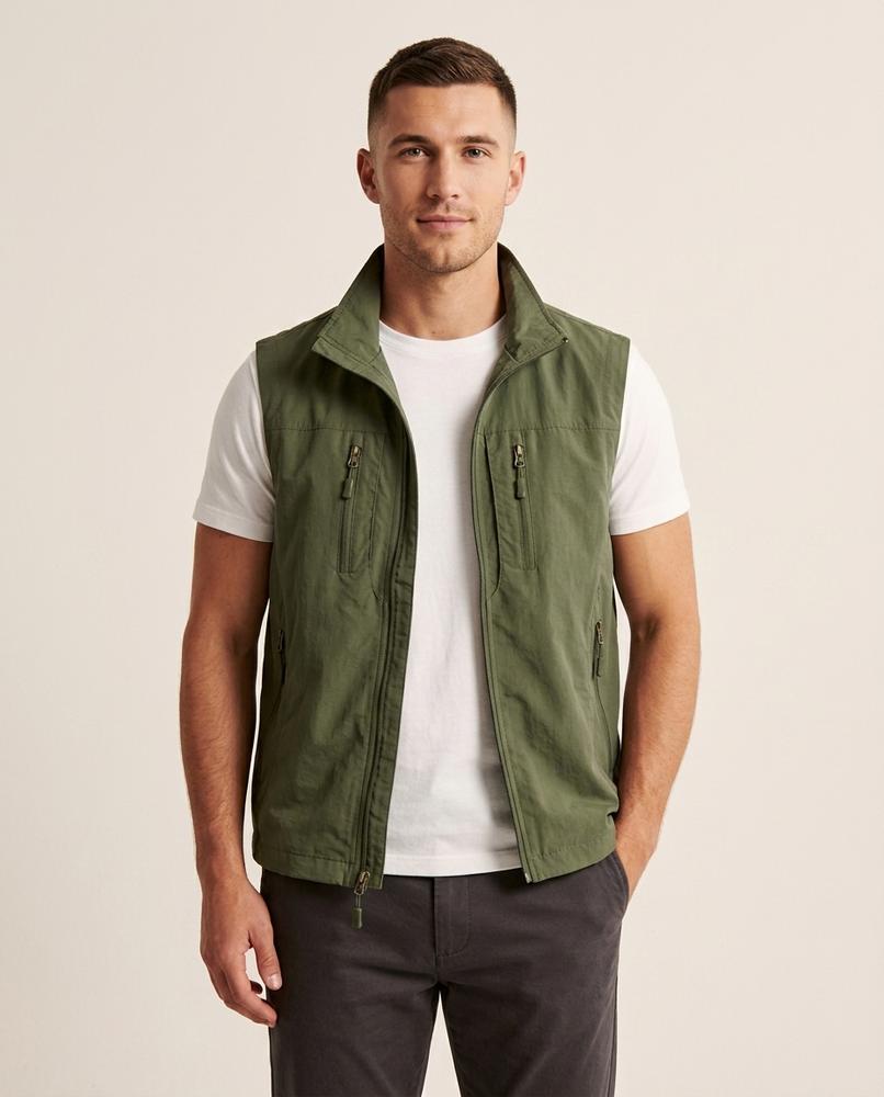 Lands Fashion - Yiwev | Zip-Up Multi-Pocket Vest Men