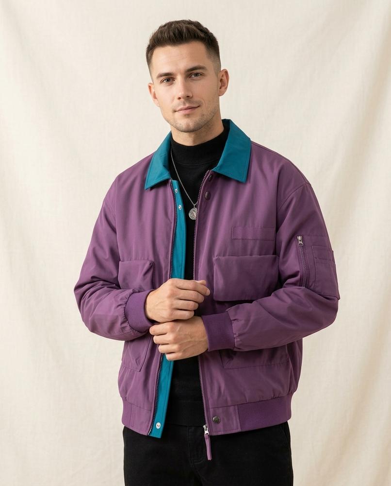 Lands Fashion - Vinur | Contrast-Collar Lined Jacket Men