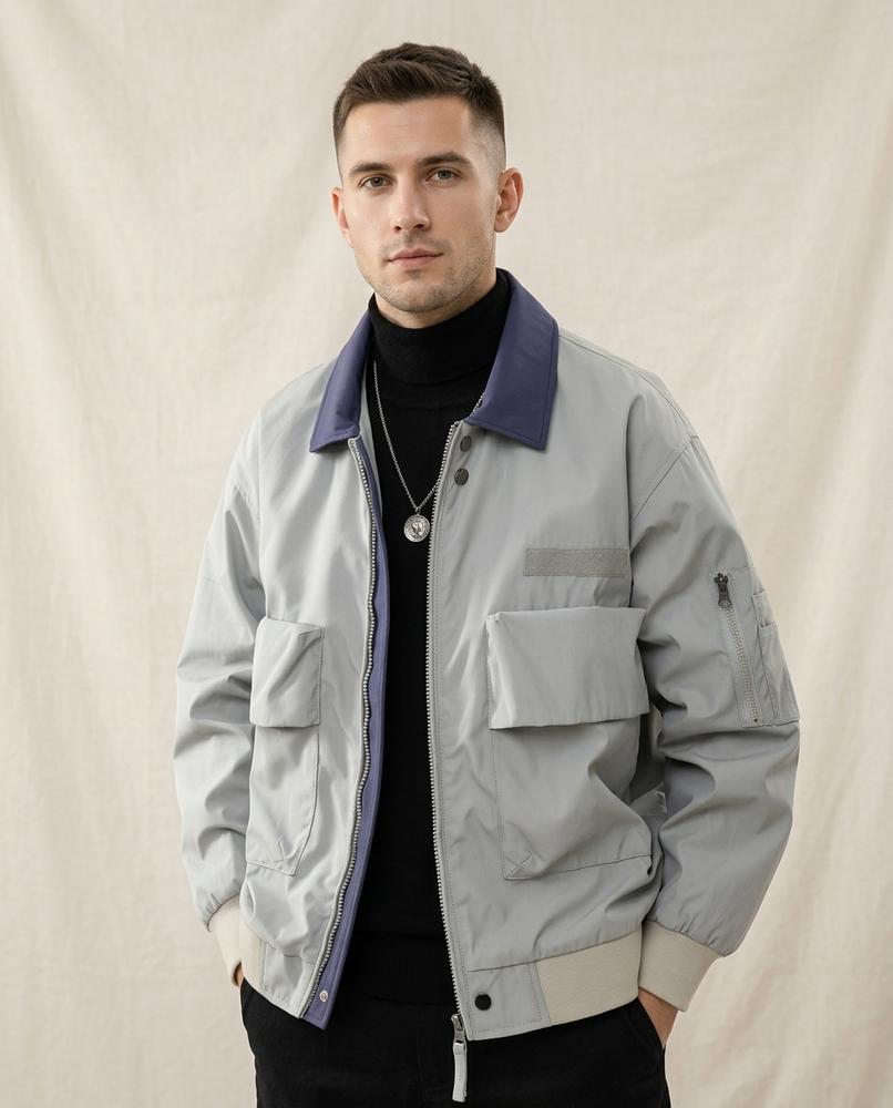 Lands Fashion - Vinur | Contrast-Collar Lined Jacket Men