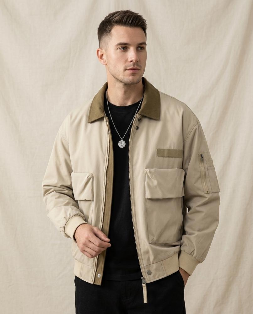 Lands Fashion - Vinur | Contrast-Collar Lined Jacket Men