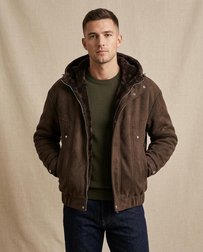Lands Fashion - Zesev | Hooded Shearling-Lined Jacket Men