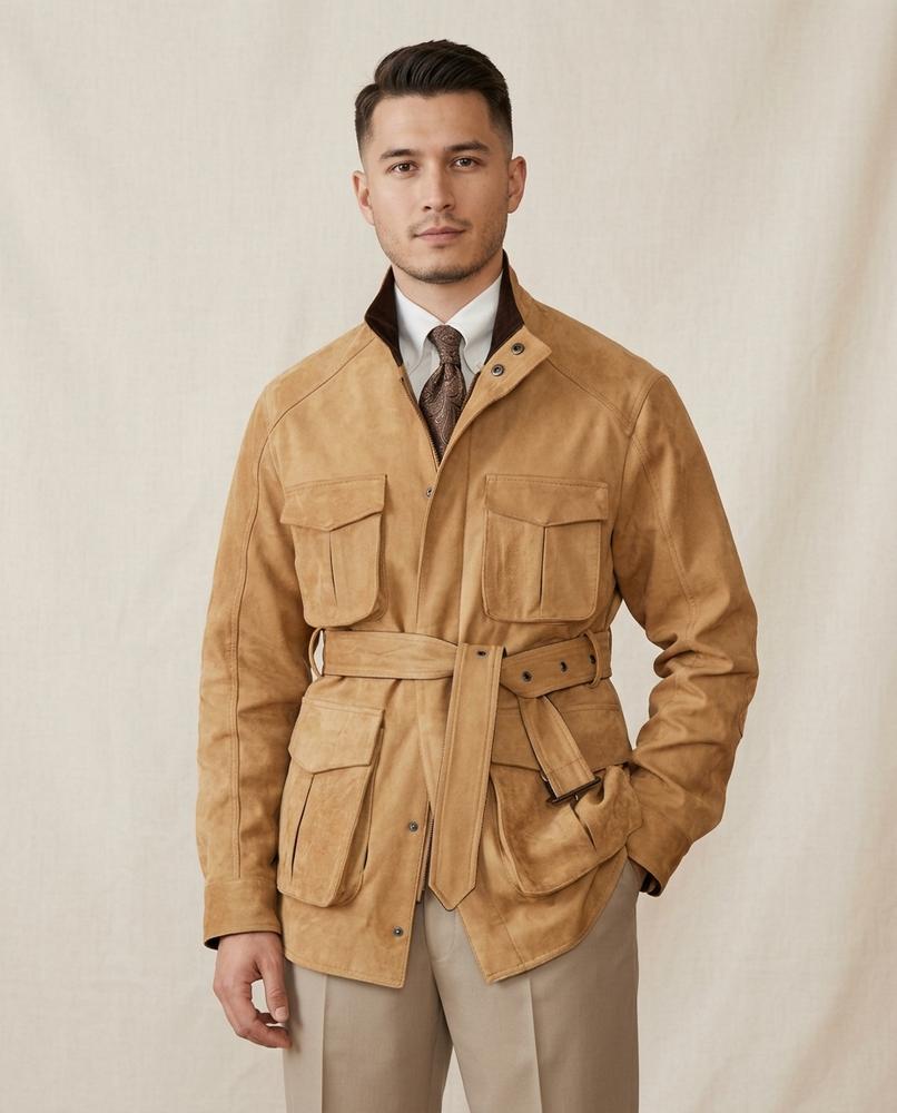Lands Fashion - Sukot | Belted Sueded Jacket Men