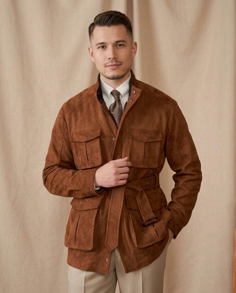 Lands Fashion - Sukot | Belted Sueded Jacket Men