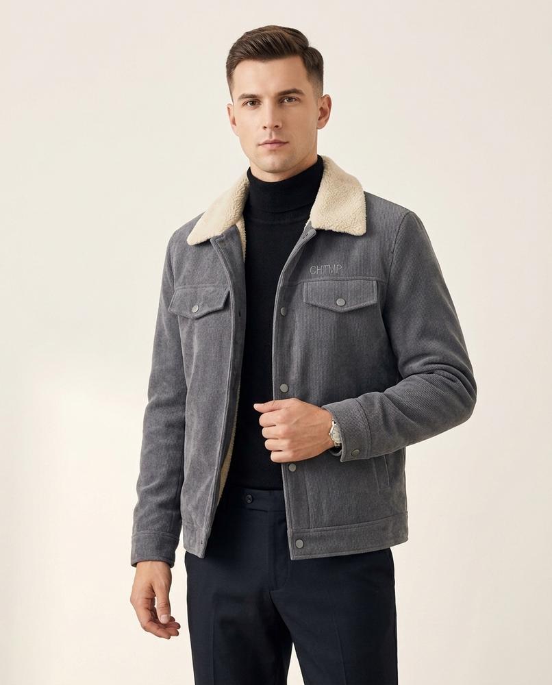 Lands Fashion - Minal | Corduroy Fur-Collar Jacket Men