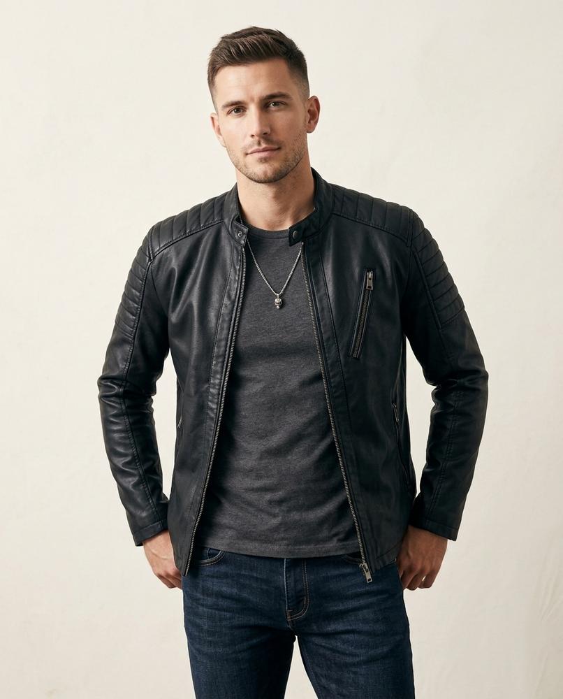 Lands Fashion - Daron | Quilted Fitted Leather Jacket Men