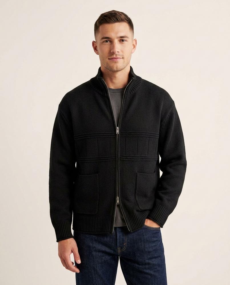 Lands Fashion - Noral | Zip-Up High-Collar Knit Cardigan Men