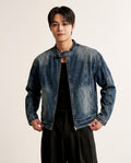 Lands Fashion - Mimar | Zip-Up Stand-Collar Denim Jacket Men