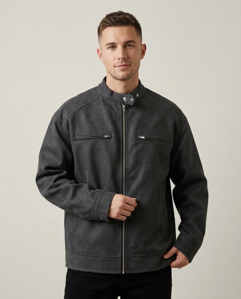 Lands Fashion - Tisel | Sueded Zip-Up Jacket Men