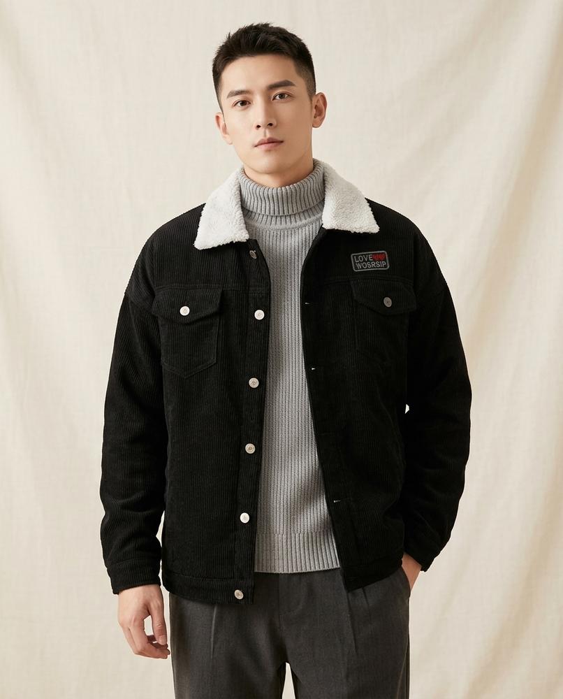 Lands Fashion - Canav | Corduroy Sherpa-Collar Jacket Men