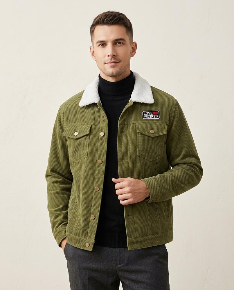 Lands Fashion - Canav | Corduroy Sherpa-Collar Jacket Men