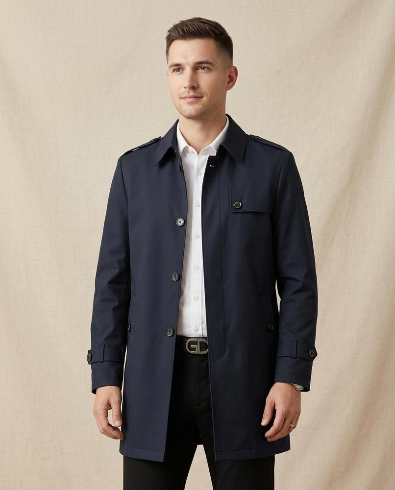 Lands Fashion - Samar | Single-Breasted Mid-Length Coat Men