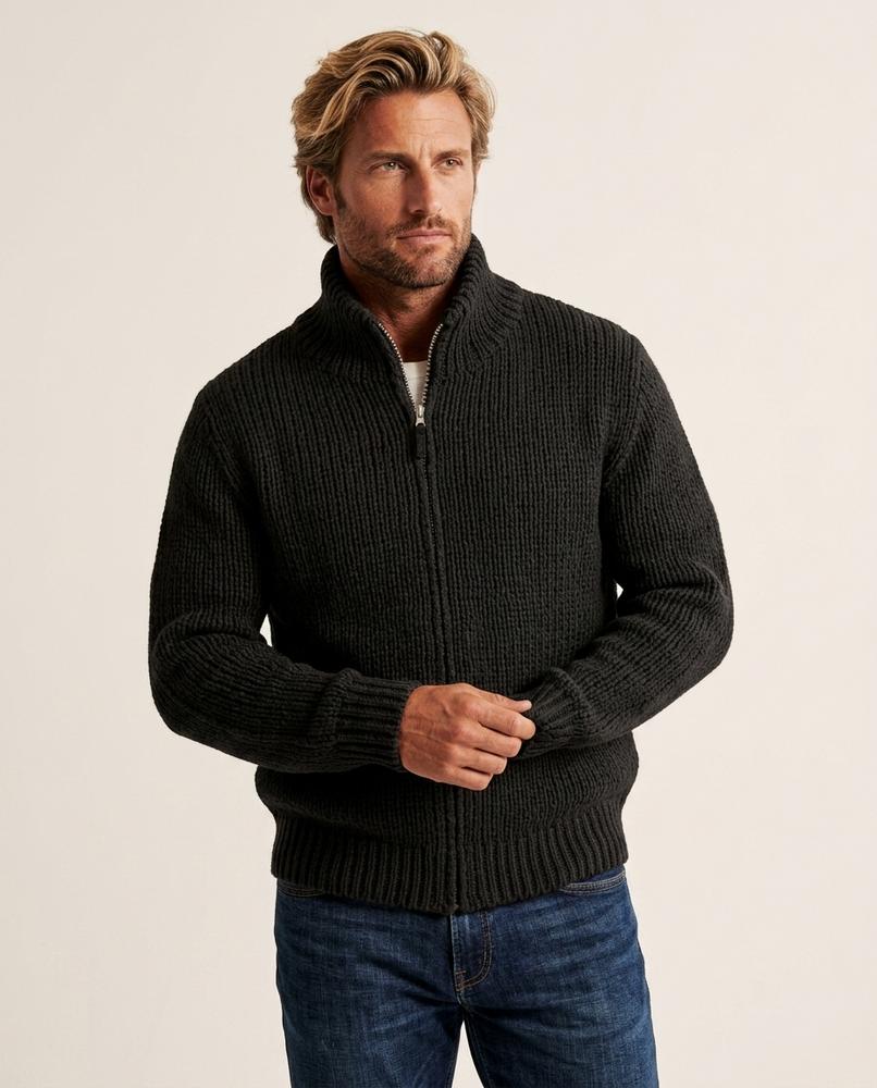 Lands Fashion - Karen | Zip-Up Rib-Knit Knit Cardigan Men