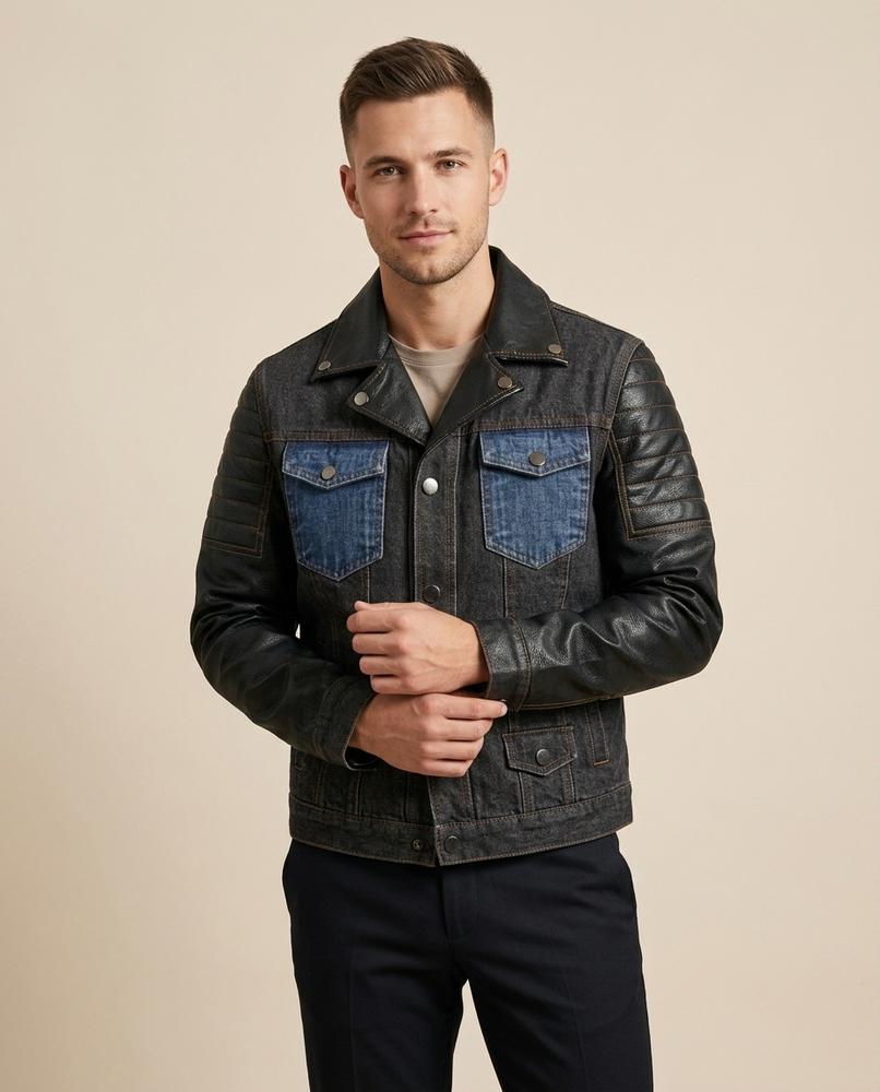 Lands Fashion - Lysan | Mixed-Material Button-Front Jacket Men