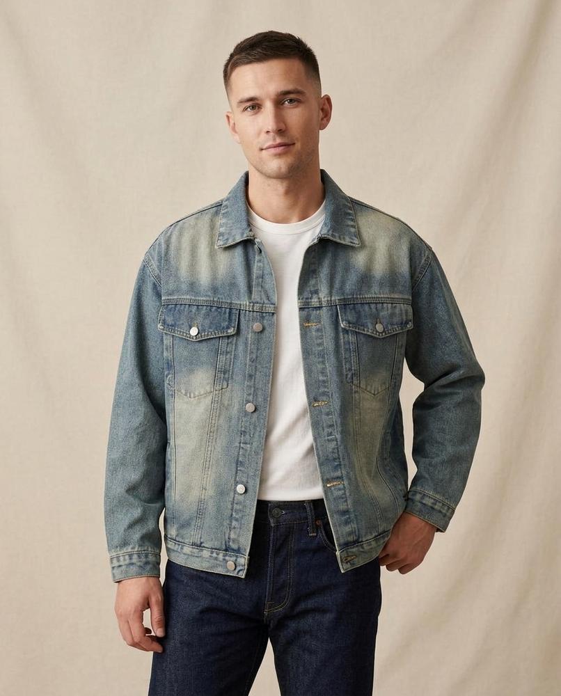 Lands Fashion - River | Washed Button-Front Denim Jacket Unisex