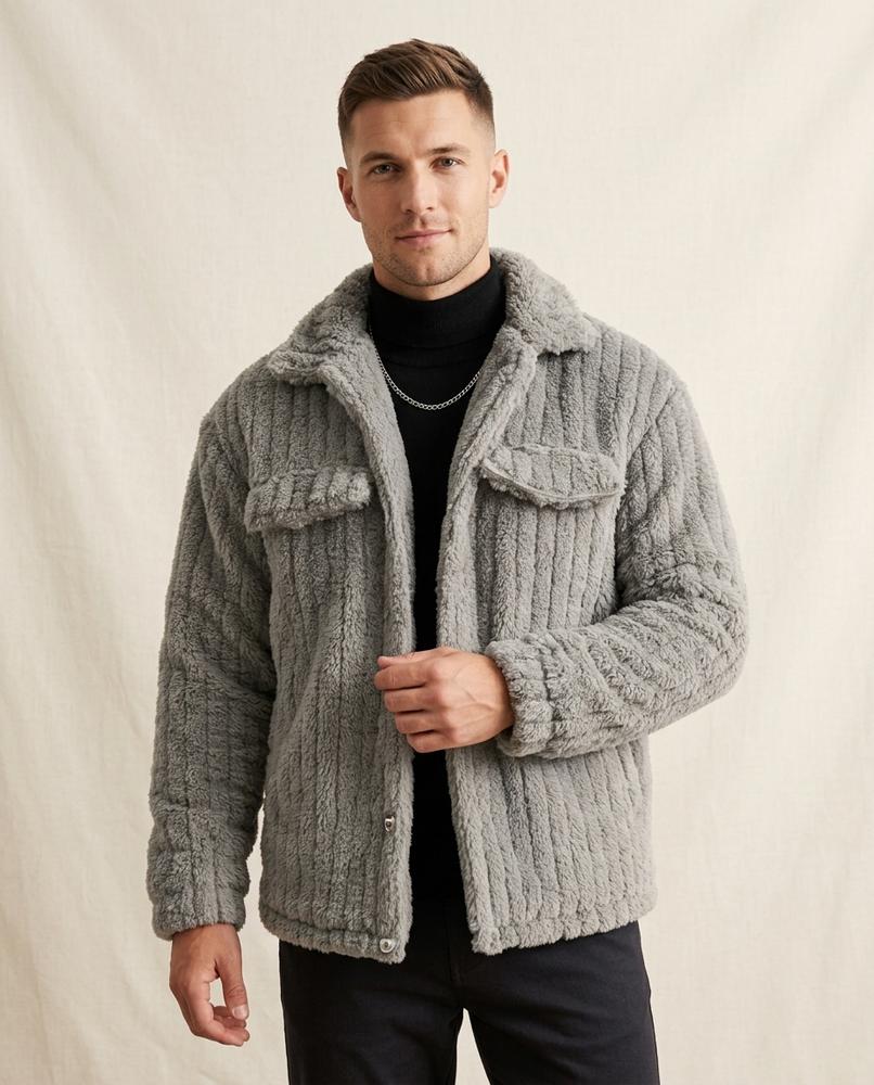 Lands Fashion - Nelin | Textured Button-Up Jacket Men