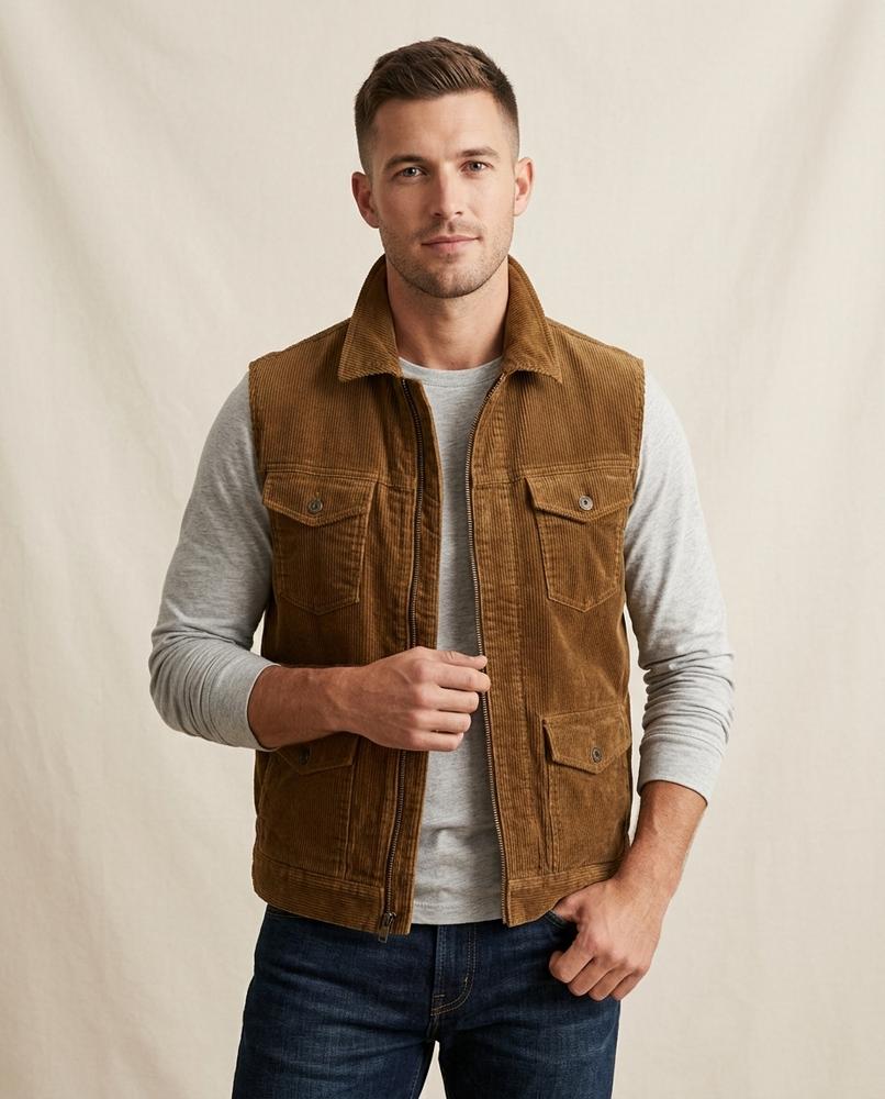Lands Fashion - Malan | Corduroy Zip-Up Vest Men