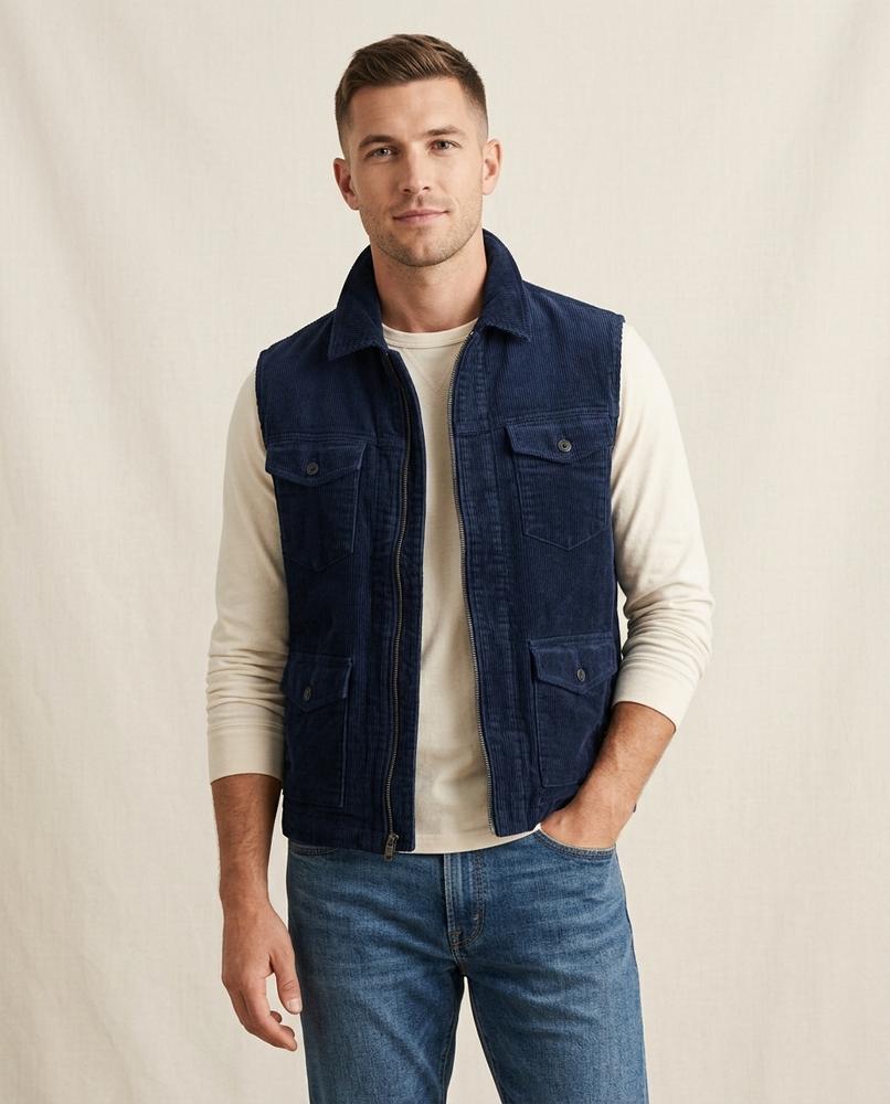 Lands Fashion - Malan | Corduroy Zip-Up Vest Men