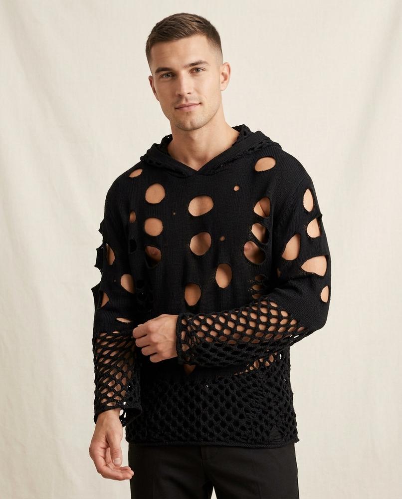 Lands Fashion - Lokar | Perforated Mesh-Knit Hoodie Unisex