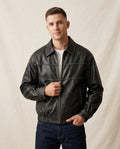 Lands Fashion - Vesol | Zippered Contrast-Stitched Leather Jacket Men