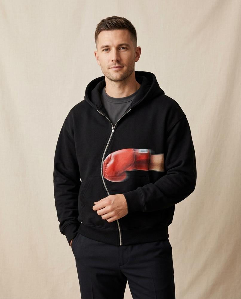 Lands Fashion - Almir | Zip-Up Printed Hoodie Men