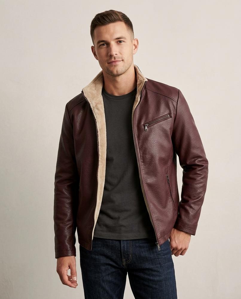 Lands Fashion - Lyren | Sherpa-Lined Faux-Leather Jacket Men