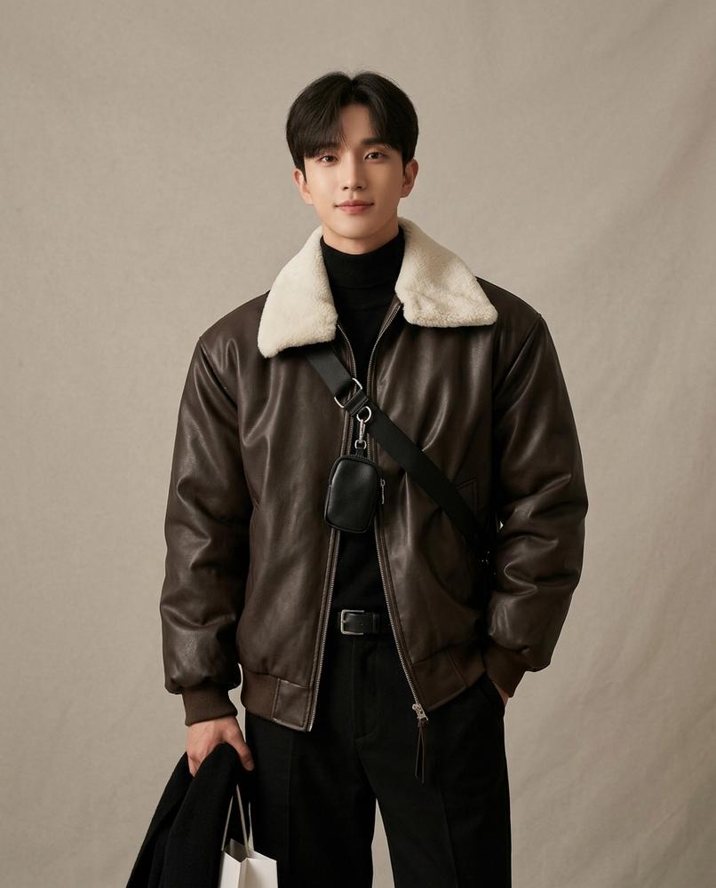 Lands Fashion - Roven | Shearling-Collar Padded Jacket Men