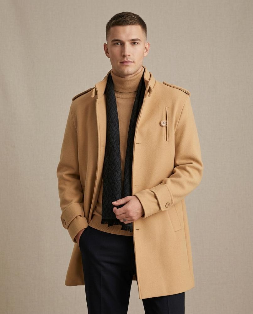 Lands Fashion - Lehal | Single-Breasted Wool-Blend Coat Men