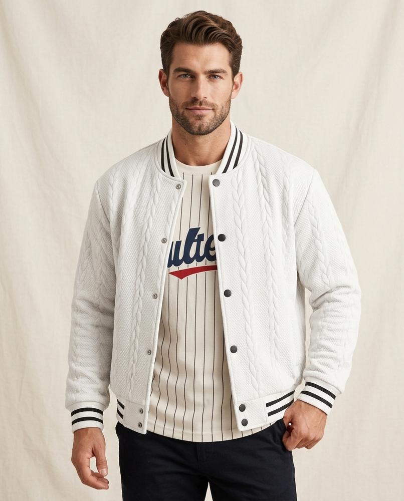 Lands Fashion - Elver | Cable-Knit Snap-Button Jacket Men