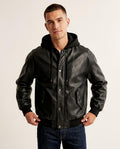 Lands Fashion - Talev | Hooded Faux Leather Jacket Men