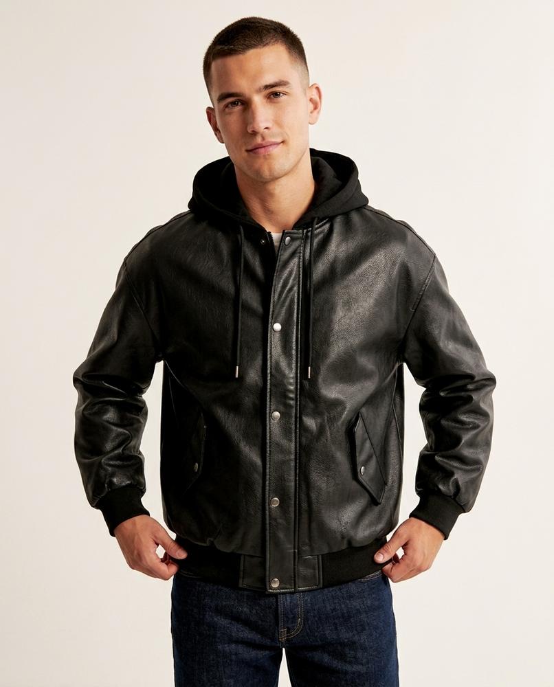 Lands Fashion - Talev | Hooded Faux Leather Jacket Men