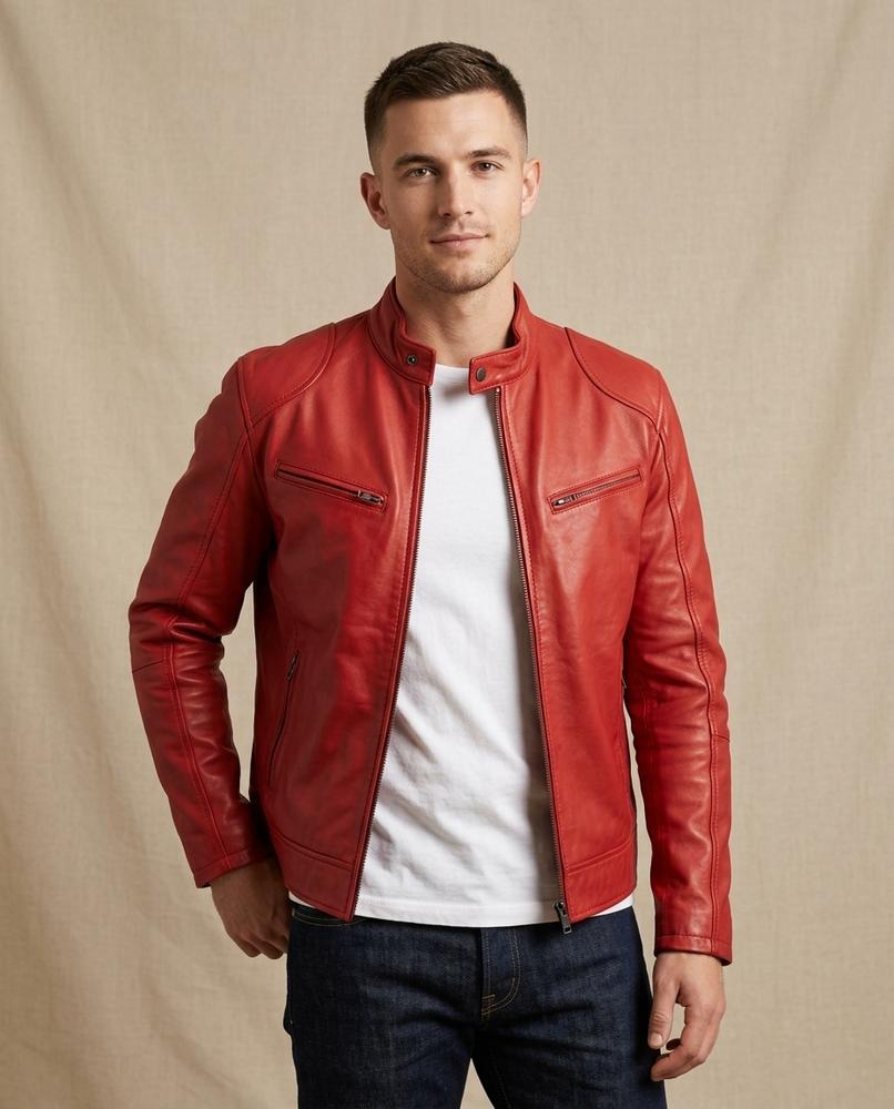 Lands Fashion - Viver | Zippered Stand-Collar Leather Jacket Men