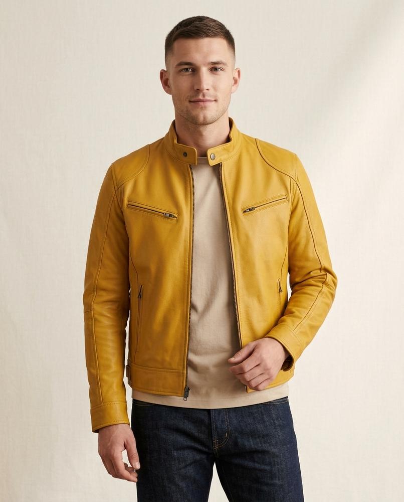 Lands Fashion - Viver | Zippered Stand-Collar Leather Jacket Men