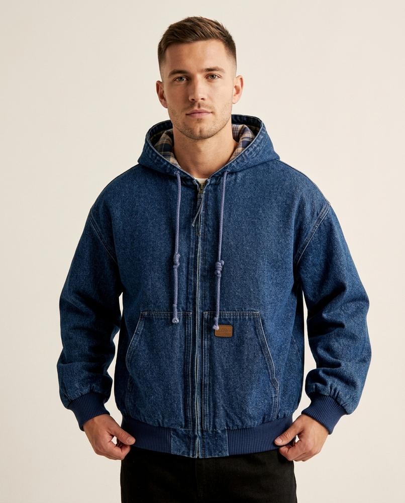 Lands Fashion - Zazan | Hooded Lined Denim Jacket Unisex
