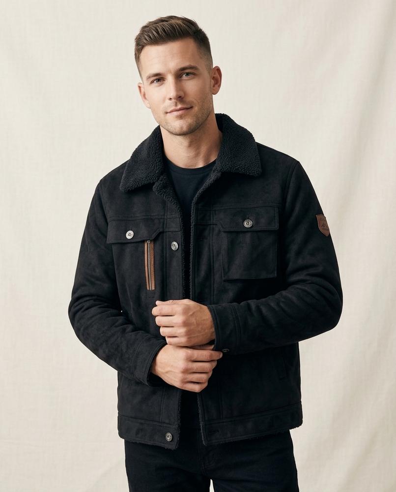 Lands Fashion - Lekar | Sueded Sherpa Collar Jacket Men