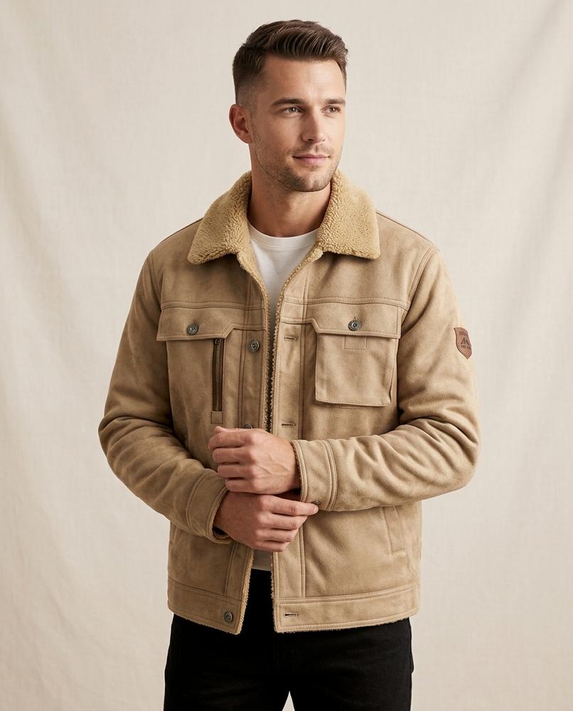 Lands Fashion - Lekar | Sueded Sherpa Collar Jacket Men