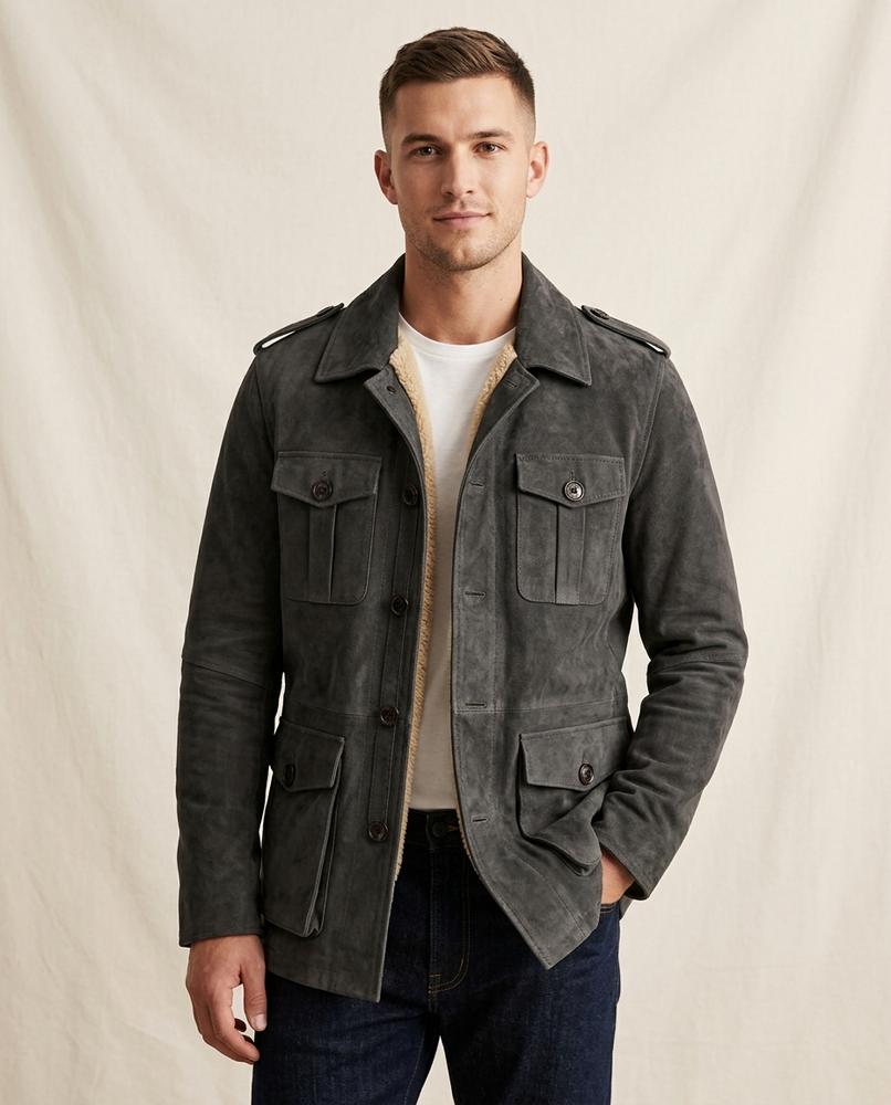 Lands Fashion - Ledan | Suede-Look Lined Jacket Men
