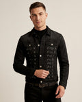Lands Fashion - Neren | Lace-Up Washed Denim Jacket Men