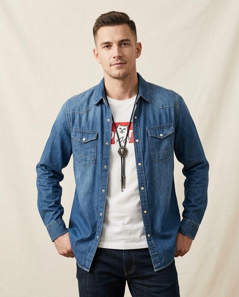 Lands Fashion - Nimin | Denim Slim-Fit Shirt Men