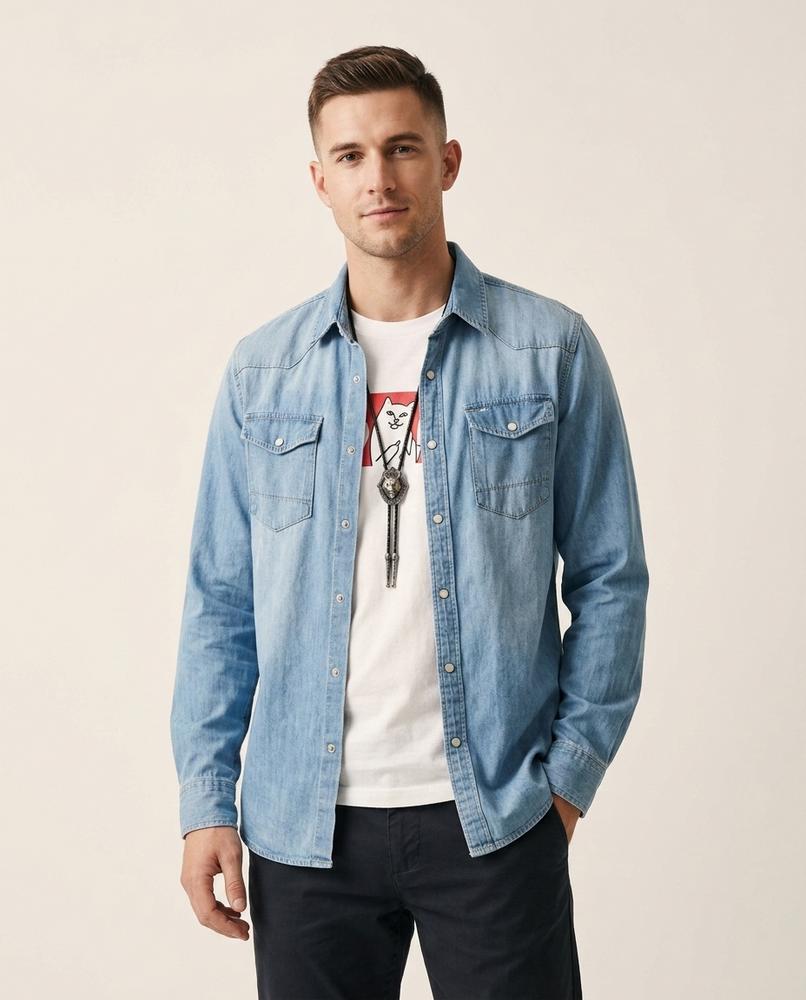 Lands Fashion - Nimin | Denim Slim-Fit Shirt Men