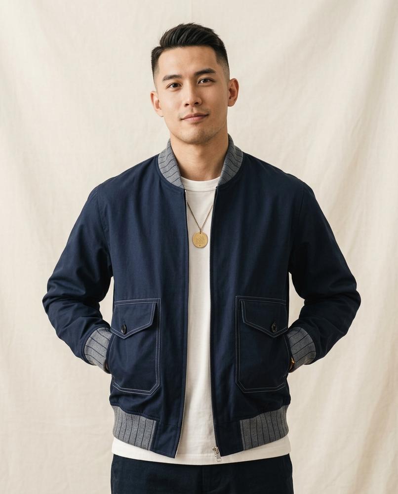 Lands Fashion - Kasin | Zip-Up Contrast-Stitch Jacket Men
