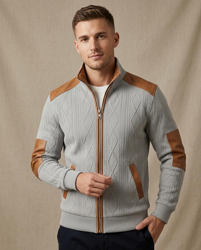 Lands Fashion - Carel | Fleece-Lined Zip-Up Knit Cardigan Men